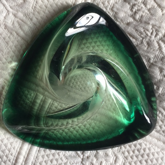 Val St Lambert green swirl ashtray 1960’s - Picture 6 of 8